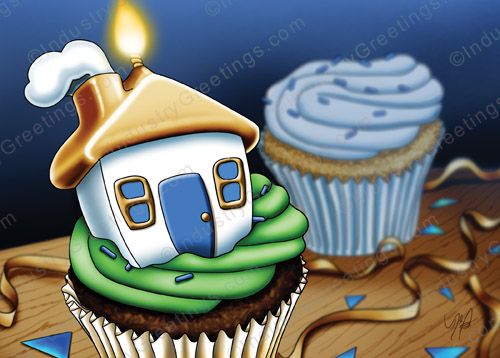 Cupcake New Home Anniversary Card