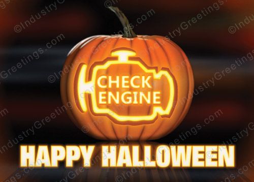Check Engine Auto Halloween Card