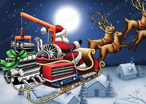 Auto Parts Sleigh Christmas Card