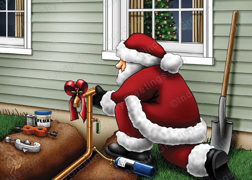Plumbing Santa Christmas Card