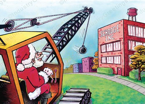 Scrooge Demolition Christmas Card
