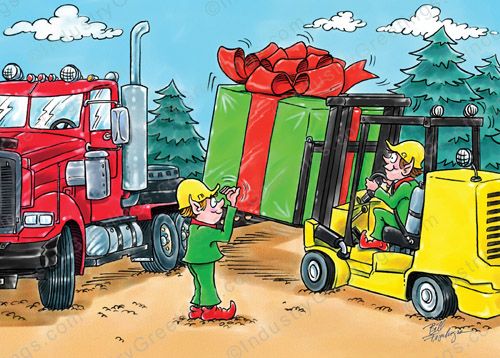 Forklift Load Flatbed Christmas Card
