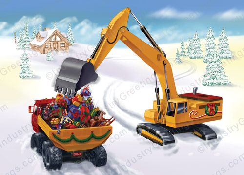 Excavator Dump Christmas Card