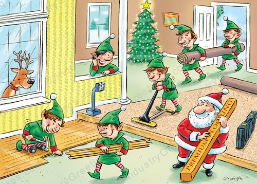 Santa and Crew Flooring Christmas Card