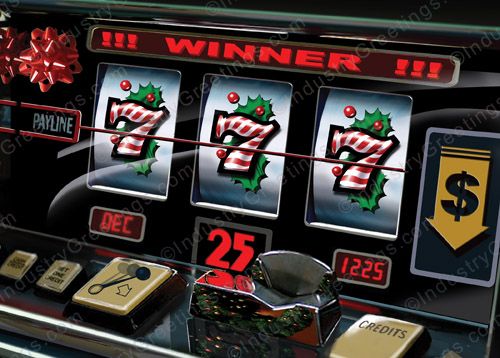 Casino Slot Machine Christmas Card