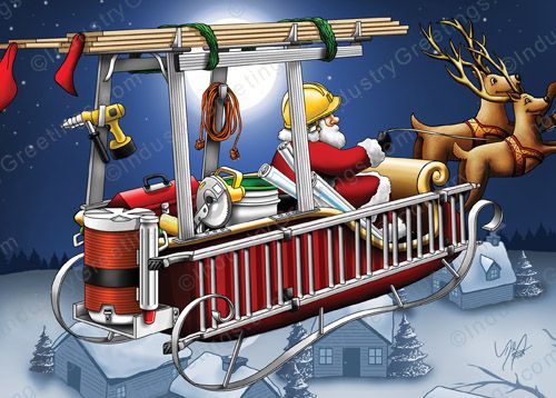 Construction Sleigh Christmas Card