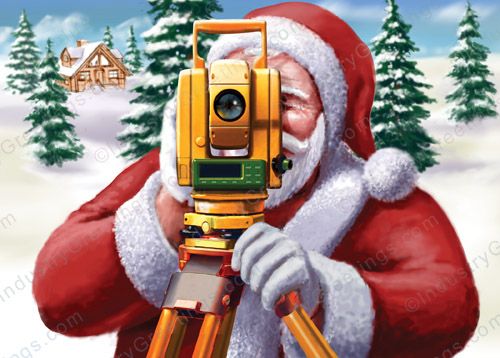 Surveying Santa Christmas Card
