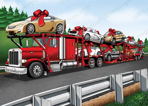Auto Transport Truck Christmas Card