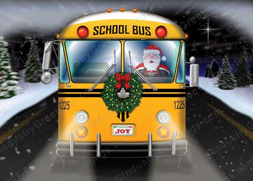 Bus Driver Santa Christmas Card