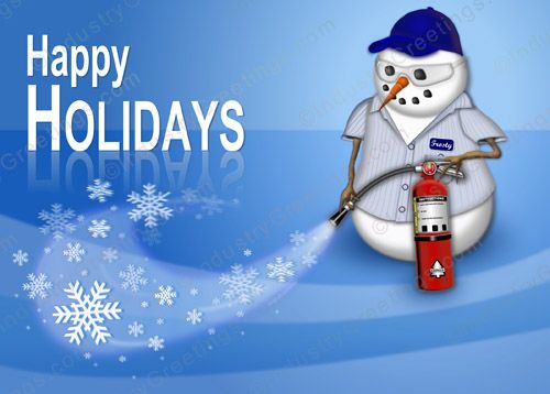 Frosty Fire Extinguisher Christmas Card