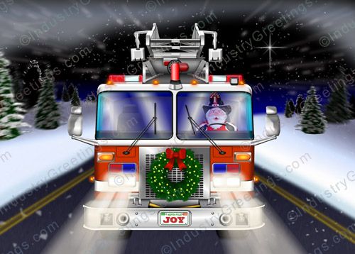 Fire Truck Christmas Card