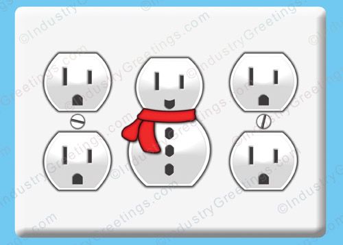 Electric Outlet Snowman Christmas Card