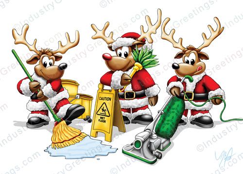 Reindeer Cleaners Christmas Card