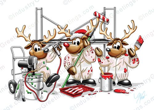 Reindeer Painters Christmas Card