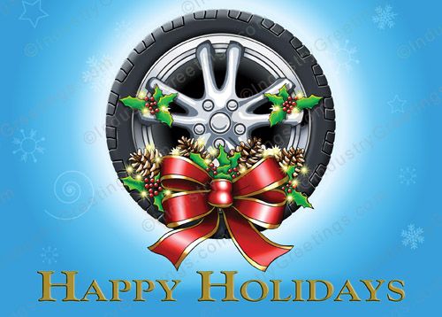 Bowed Tire Wreath Holiday Card