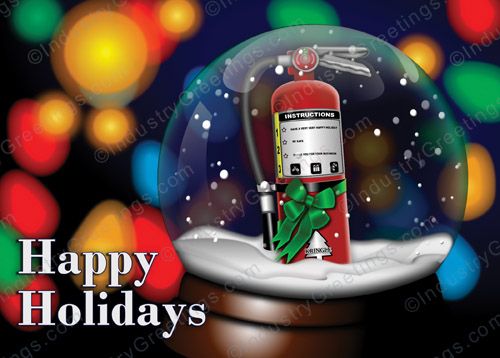 Extinguisher Snow Globe Holiday Card