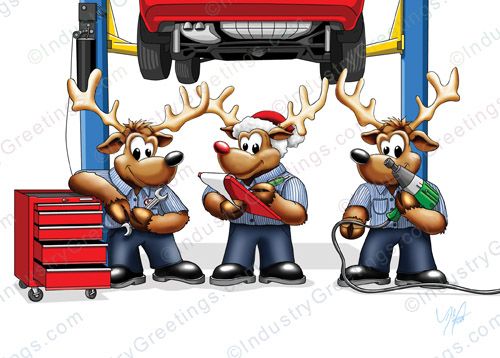 Reindeer Auto Service Holiday Card