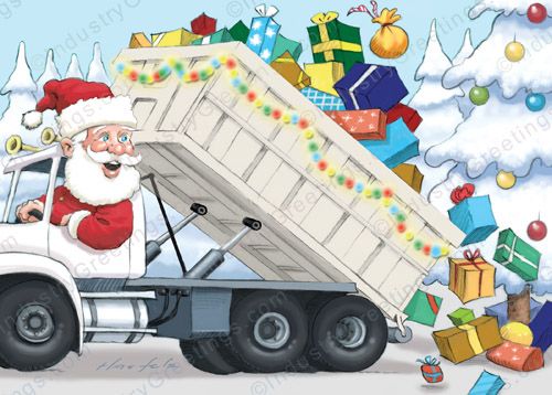 White Roll Off Truck Holiday Card