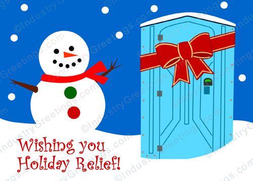 Blue Portable Toilet Christmas Card