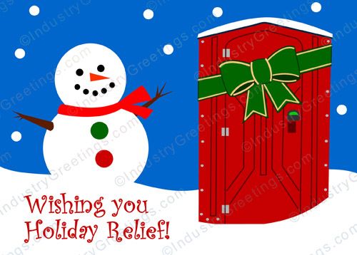 Red Portable Toilet Christmas Card