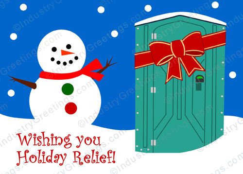 Teal Portable Toilet Christmas Card