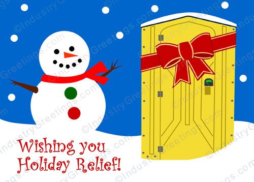 Yellow Portable Toilet Christmas Card