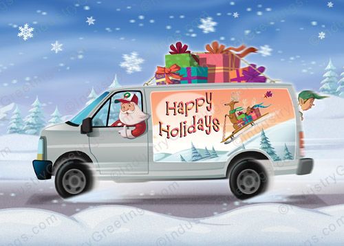 Sleigh Ride Van Christmas Card