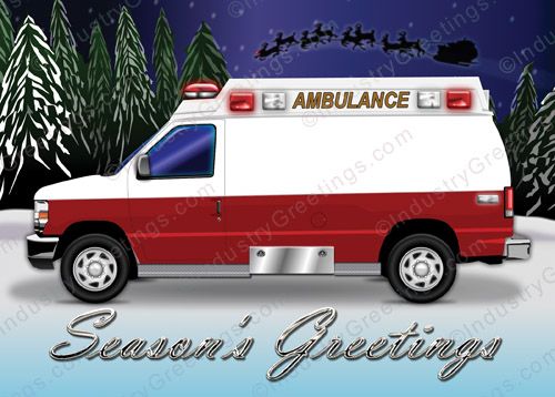 Red Ambulance Holiday Card