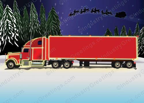 Red Lit Truck Christmas Card