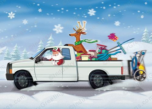 Pool Service Truck Christmas Card