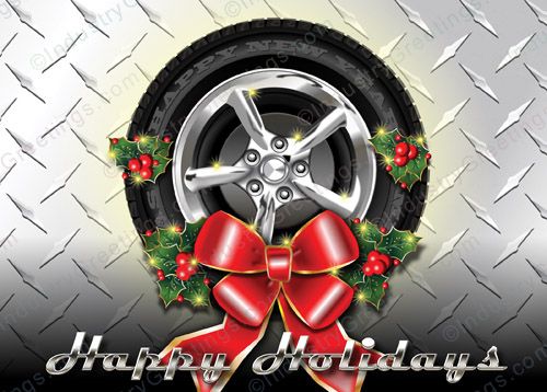 Tire Wreath Christmas Card