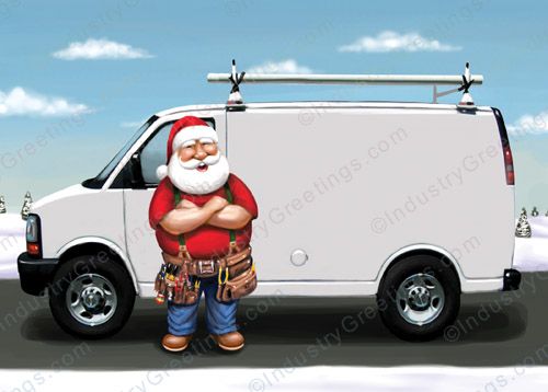 Santa's Work Van Christmas Card
