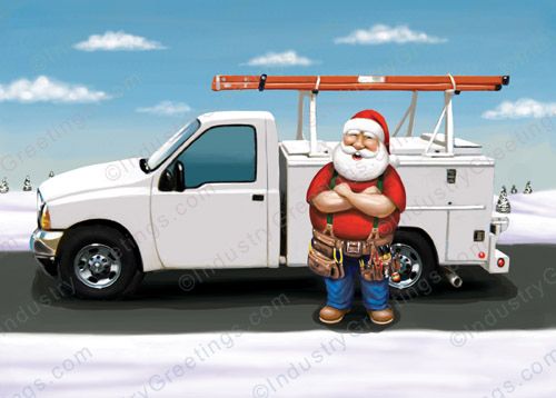 Santa's Work Truck Christmas Card