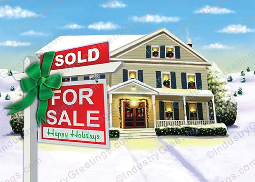 For Sale Well Lit Home Holiday Card