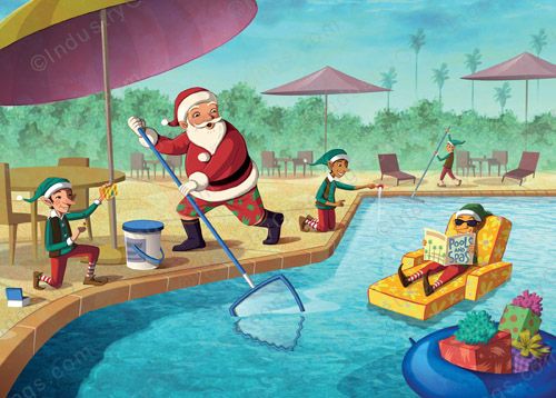 Santa's Pool Service Christmas Card