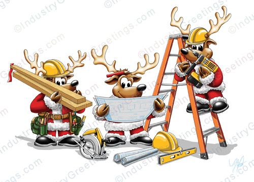 Reindeer Contractors Christmas Card