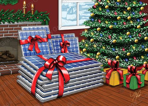 Solar Panel Presents Holiday Card