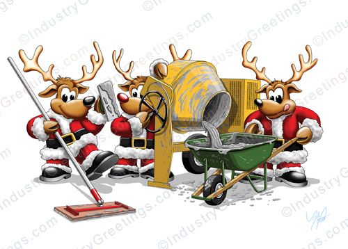 Reindeer Cement Christmas Card