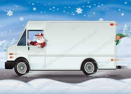 Elf Rider Delivery Christmas Card