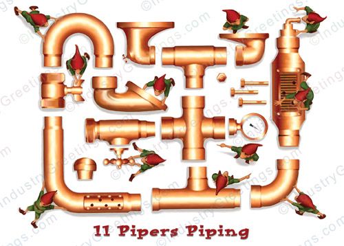 11 Pipers Piping Christmas Card