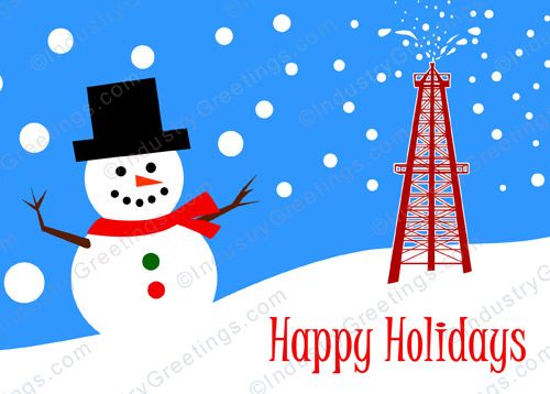 Snowman Oilfield Christmas Card