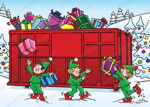 Roll Off Container Christmas Card