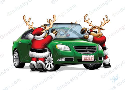 Reindeer Install Christmas Card