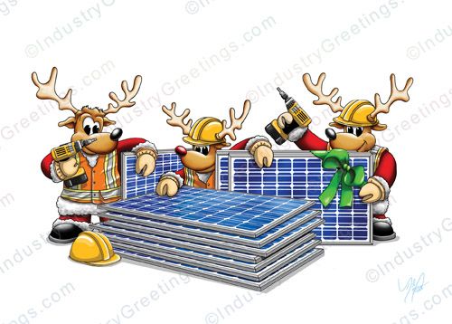 Solar Reindeer Christmas Card