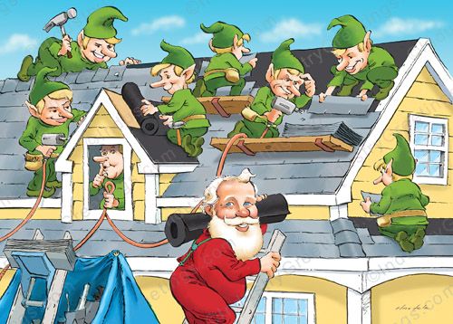 Santa's Roofing Team Holiday Card