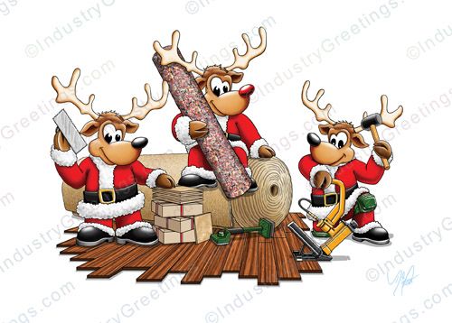 Reindeer Flooring Christmas Card