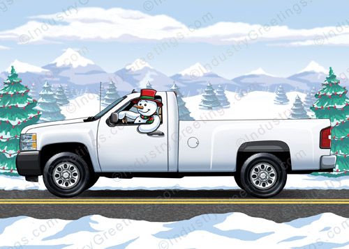 Frosty's Pickup Truck Christmas Card