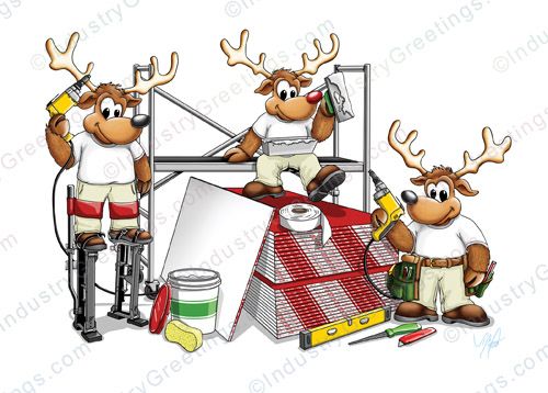 Reindeer Drywallers Christmas Card