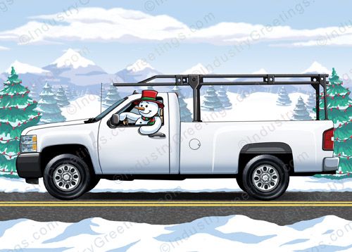 Frosty's Ladder Truck Christmas Card