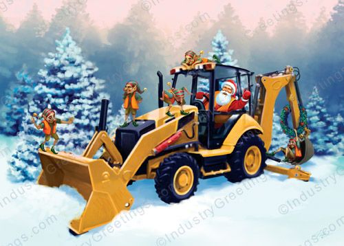 Construction Backhoe Holiday Card